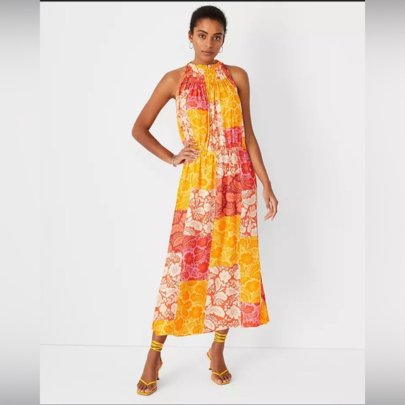 Ann Taylor Dresses & Skirts - Ann Taylor Floral Patchwork Maxi Dress - Orange and Pink NWOT